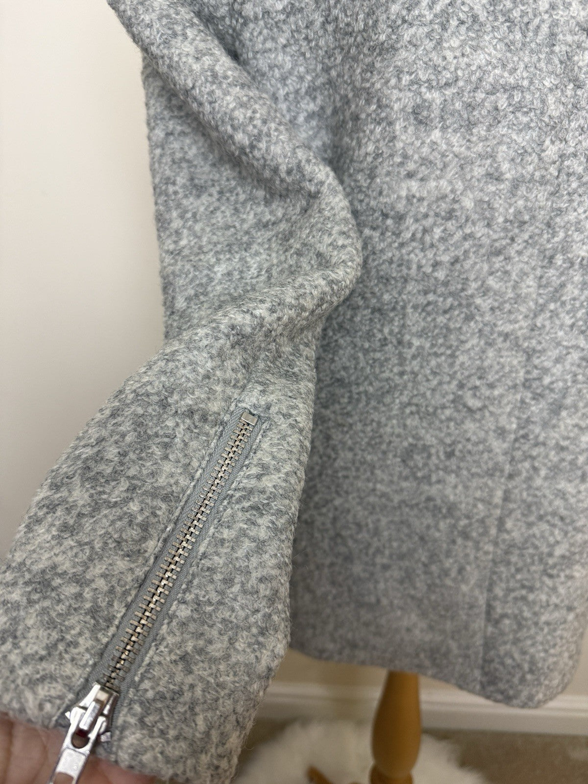 Missguided Grey Mid Length Lined Winter Coat UK10 Petite