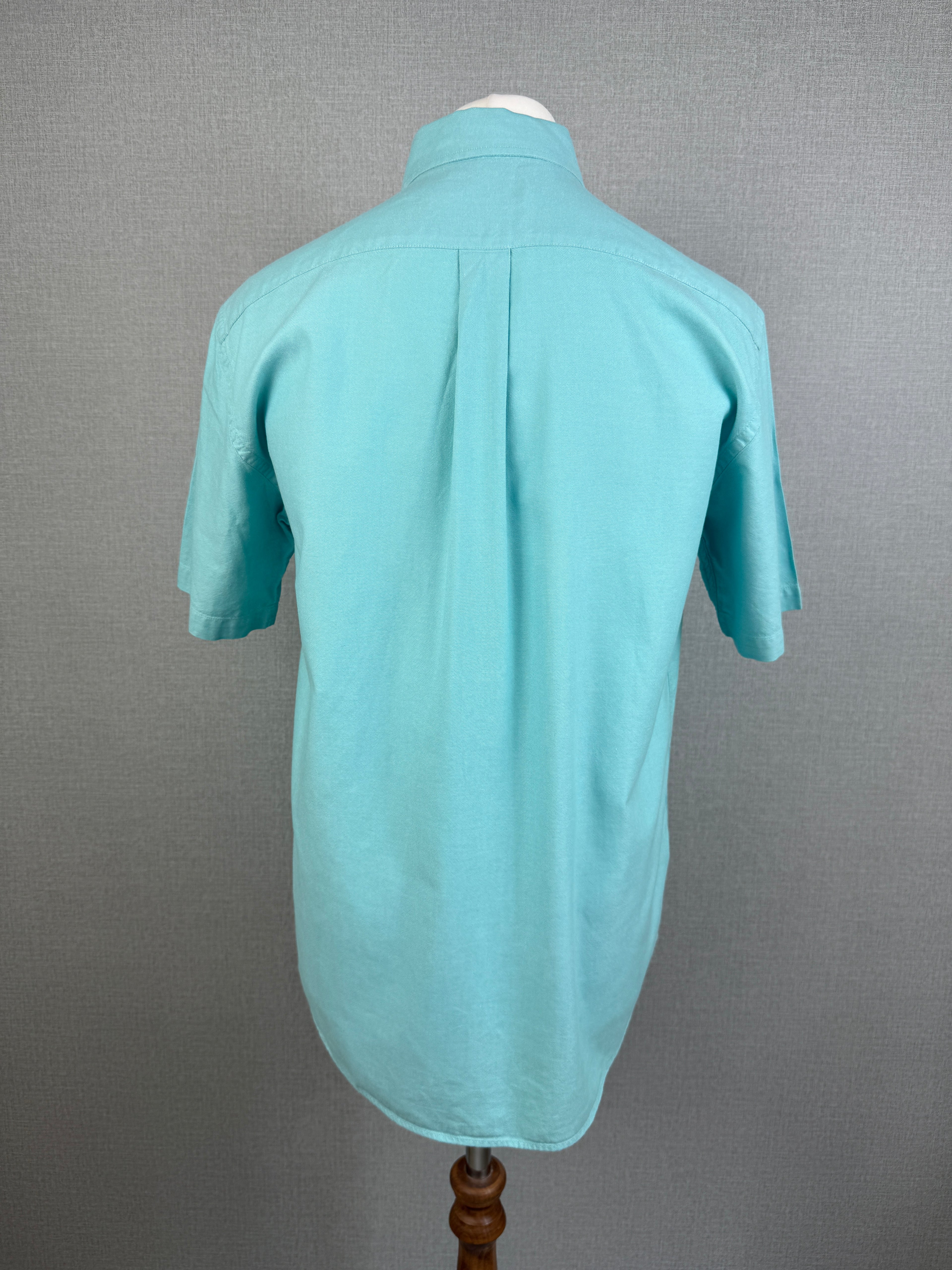 M&S Blue Harbour Aqua Oxford Cotton Short Sleeve Shirt Medium