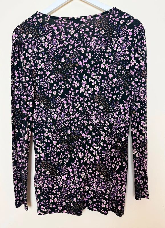 Mamalicious Floral Maternity Wrap Top Black Pink Lilac V Neck Medium