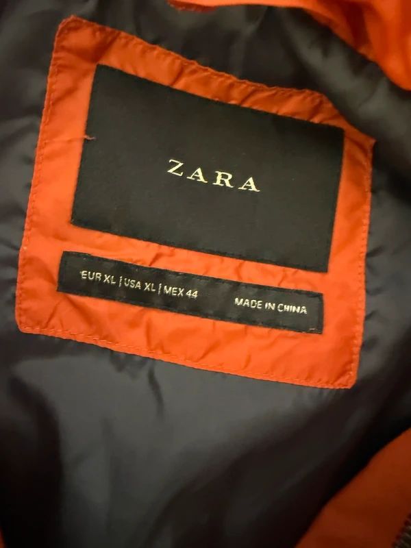 Zara Burnt Orange Quilted Men's Gilet XL Fitted Zip Up Padded Vest
