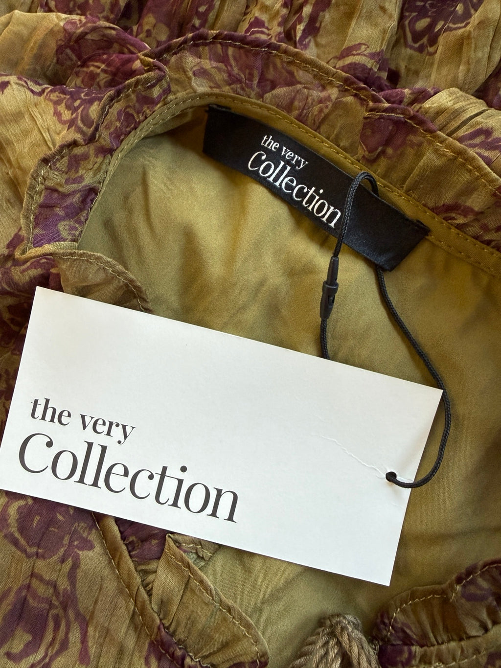 The Very Collection Paisley Tiered Mini Dress – Olive & Burgundy – UK 20 – BNWT