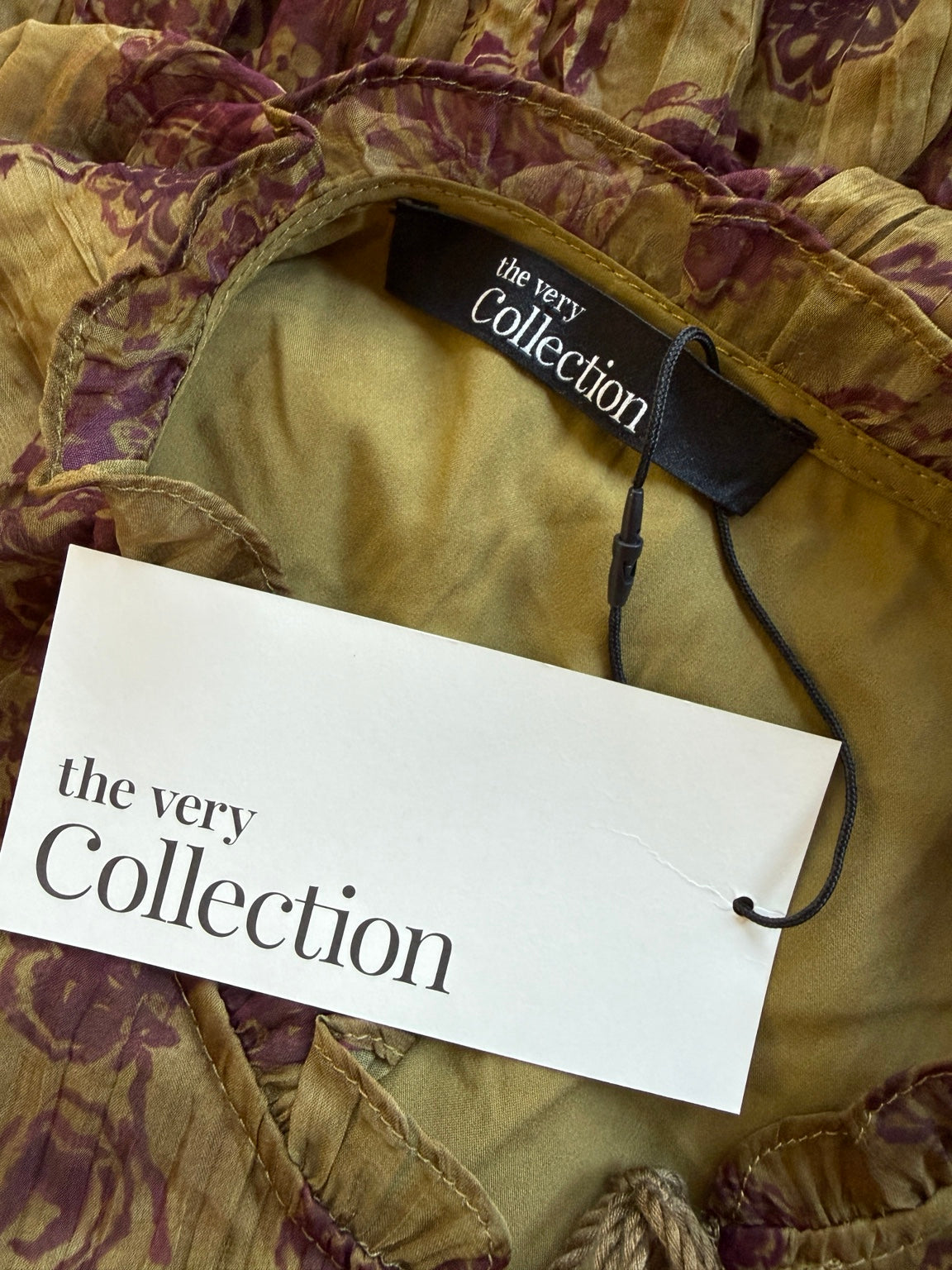The Very Collection Paisley Tiered Mini Dress – Olive & Burgundy – UK 20 – BNWT