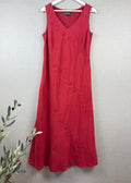 Alex & Co Red Silk Linen Floral Embroidered A-Line Dress – UK 16 – Pre-Loved
