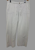 Columbia Linen Trousers Wide Leg Drawstring Embroidered UK12