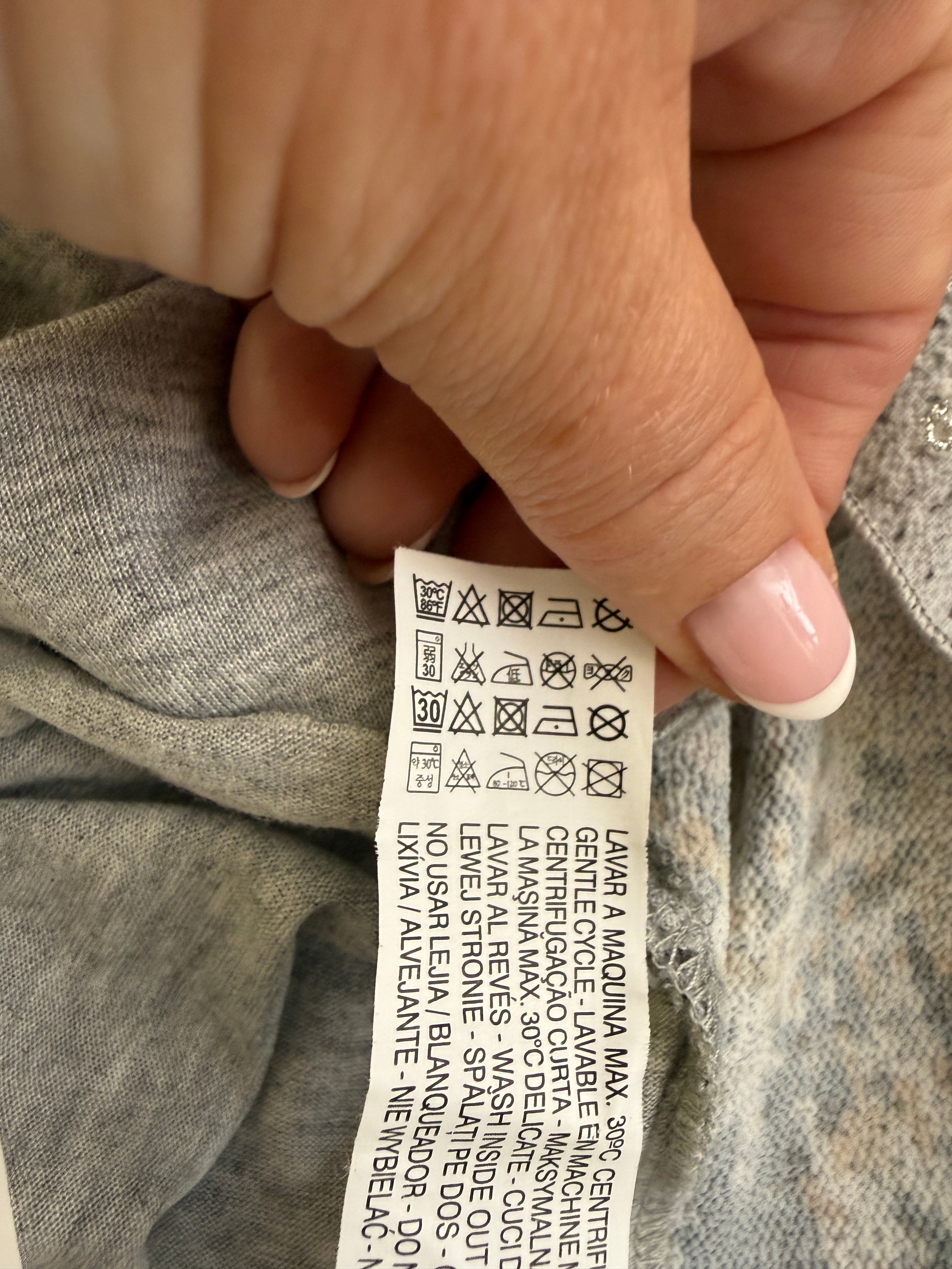 ZARA Grey Sequin Print Oversized T Shirt Medium