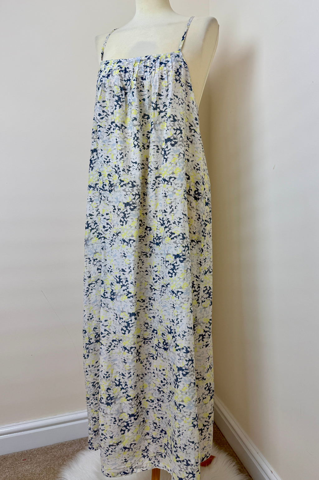 GapBody Floral Cotton Silk Maxi Dress Strappy Summer Dress M