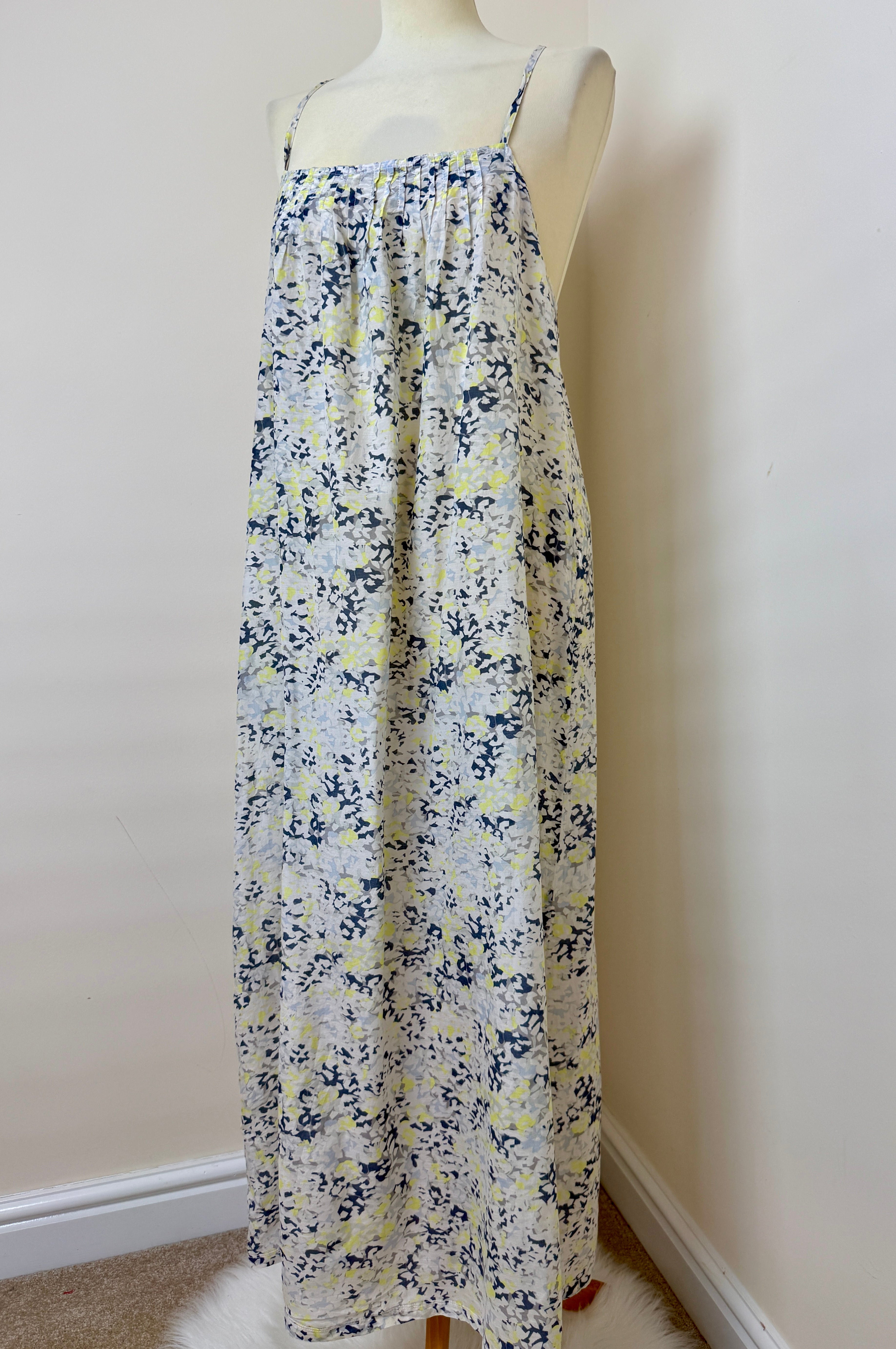 GapBody Floral Cotton Silk Maxi Dress Strappy Summer Dress M