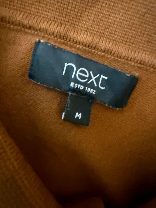 Next Brown Henley Knit Jumper Polo Style Long Sleeve Medium