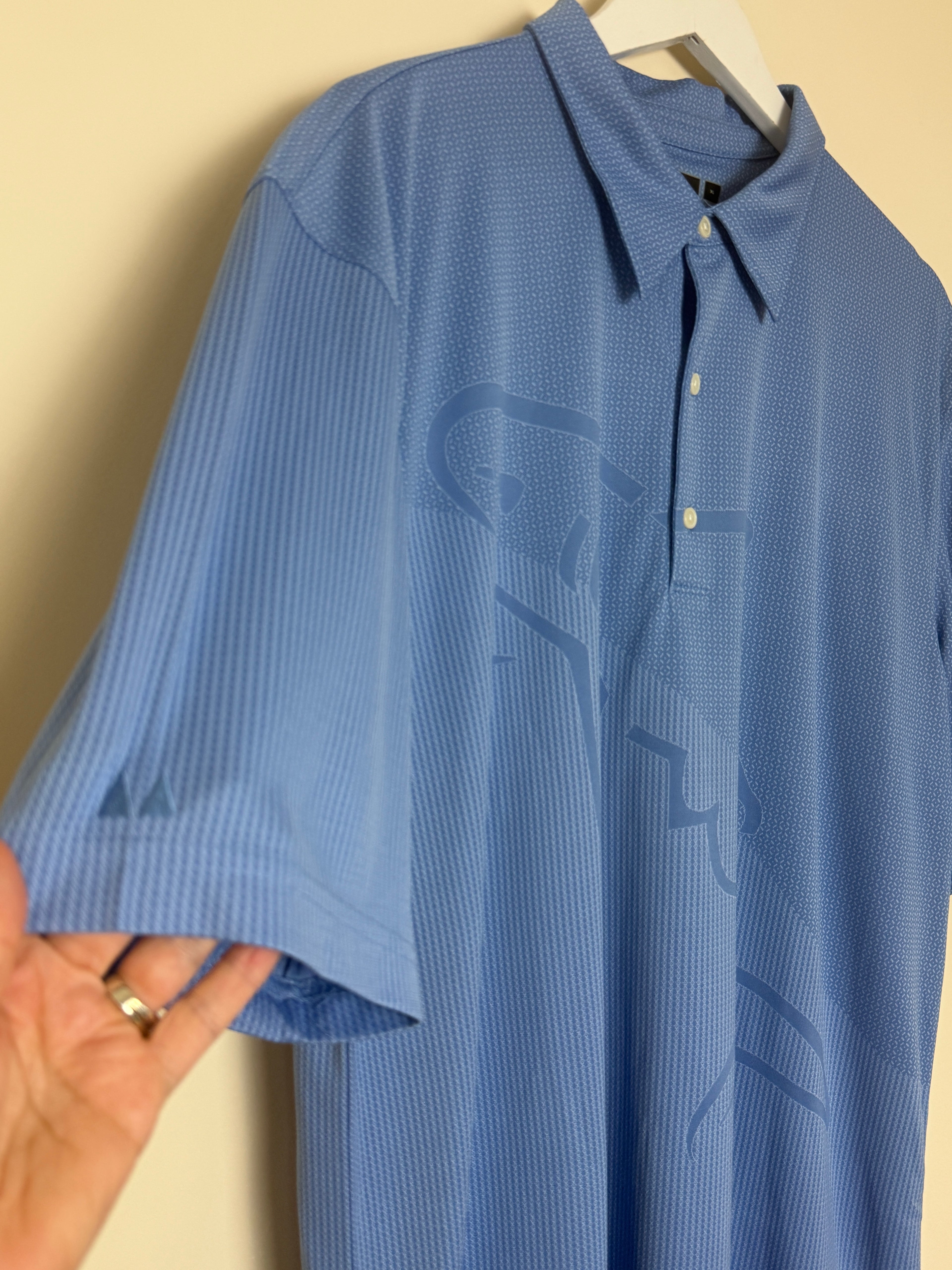 Greg Norman Blue Shark Logo Performance Golf Polo Shirt XL