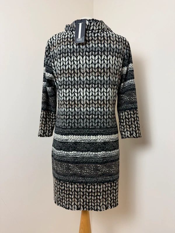 Izabel London Colour Block Dress Brown Beige Geometric Print UK 14 BNWT