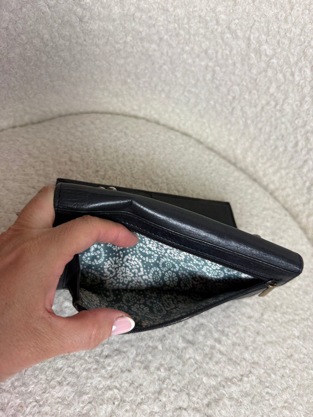 Rowallan Leather Purse Wallet Black Teal Paisley Card Holder Soft Leather