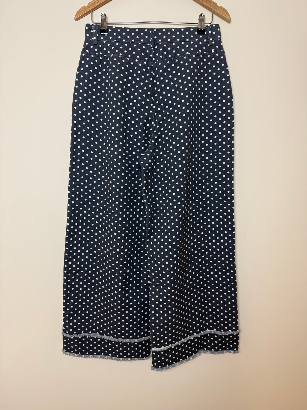 Friful Palazzo Trousers Grey White Polka Dot Wide Leg High Waist UK12 BNWT