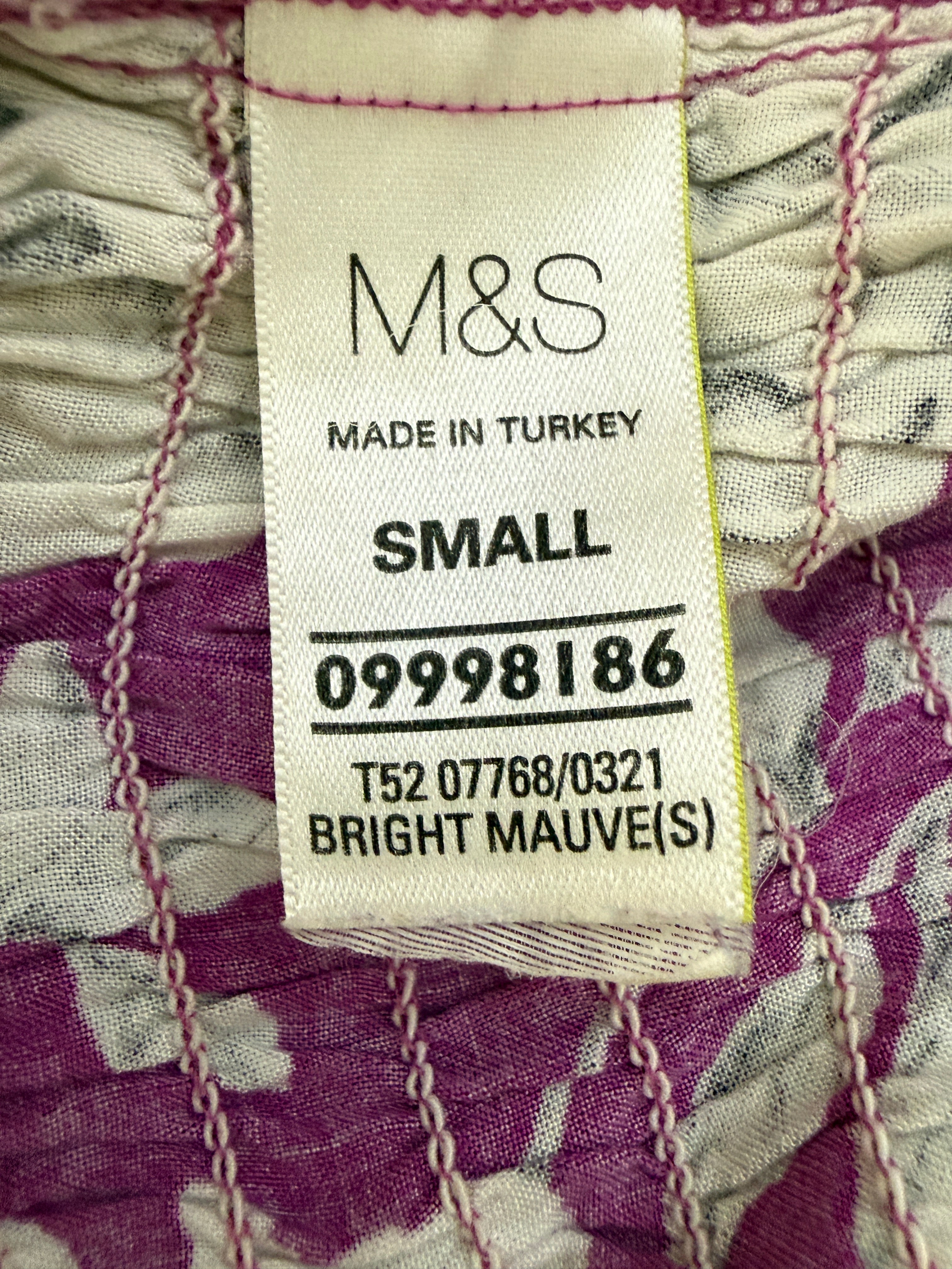 M&S Woman Purple Floral Shirred Halterneck Maxi Dress Small