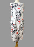 M&S Ivory Floral Pencil Dress UK14 Sleeveless Scoop Neck Structured Stretch