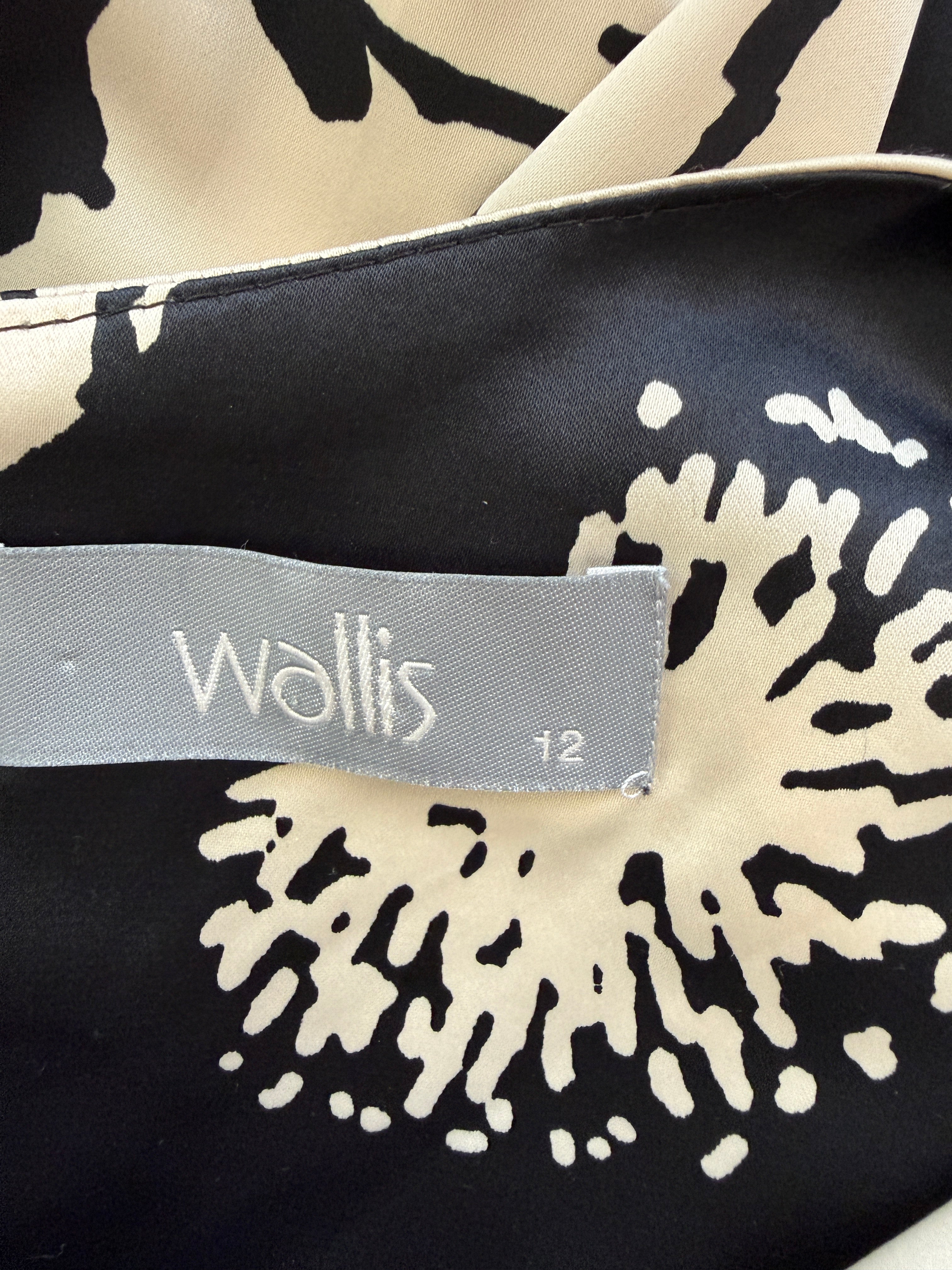 Wallis Floral Print Sleeveless Tie Waist Blouse Cream Black Size 12
