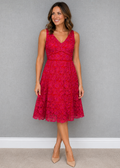 Monsoon Coral Pink Floral Lace Occasion Dress Size 14 - Preloved