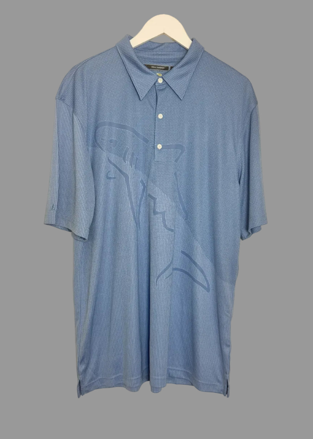 Greg Norman Blue Shark Logo Performance Golf Polo Shirt XL