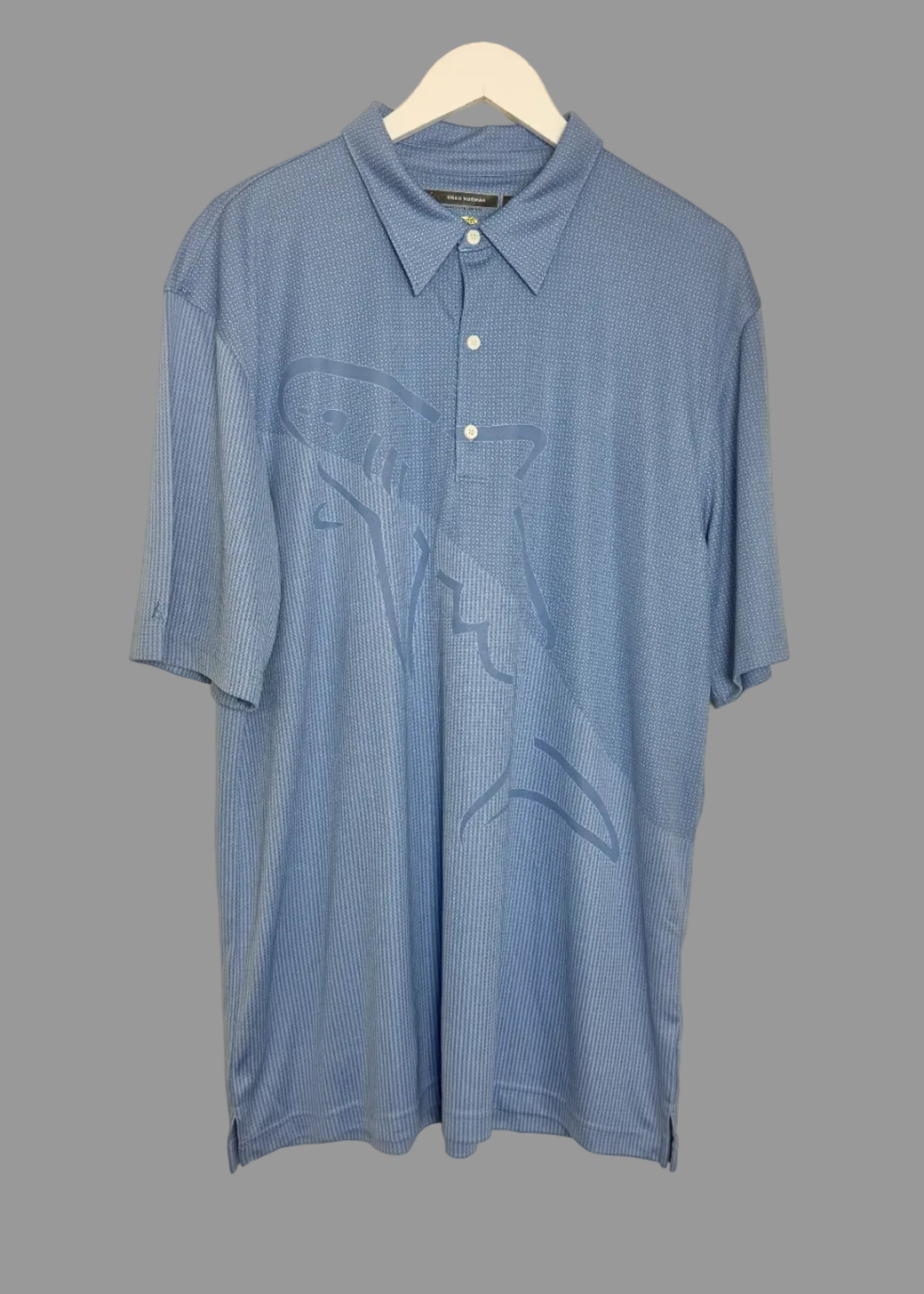 Greg Norman Blue Shark Logo Performance Golf Polo Shirt XL