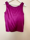 Vintage Pure Silk Satin Vest Top UK12 Fuchsia Pink Sleeveless
