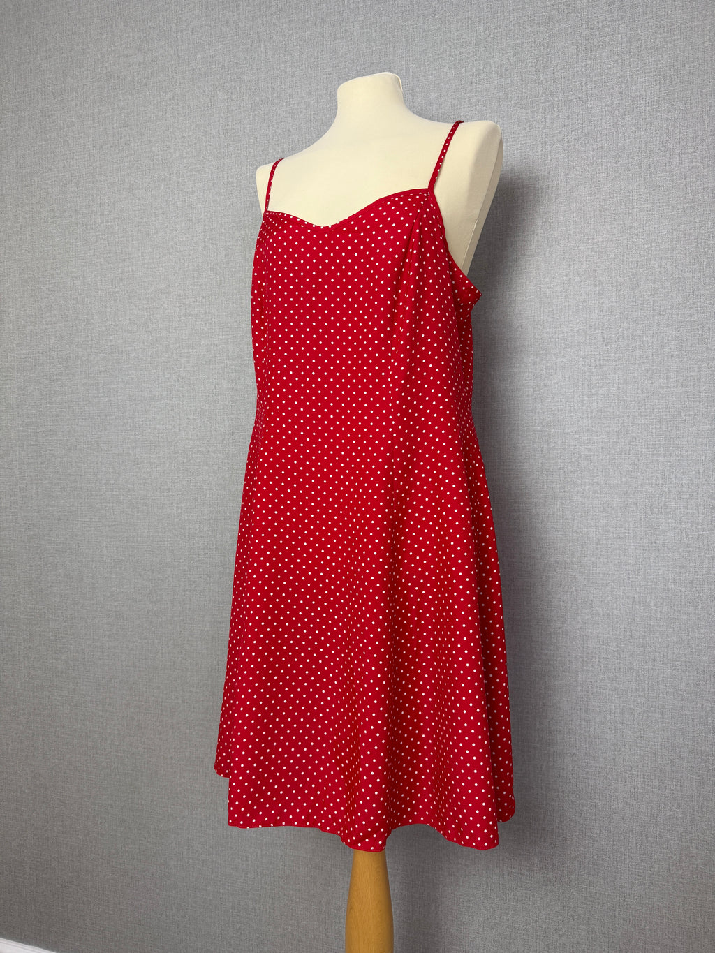 Vintage St Michael Red Polka Dot Slip Dress UK16 90s Made In UK