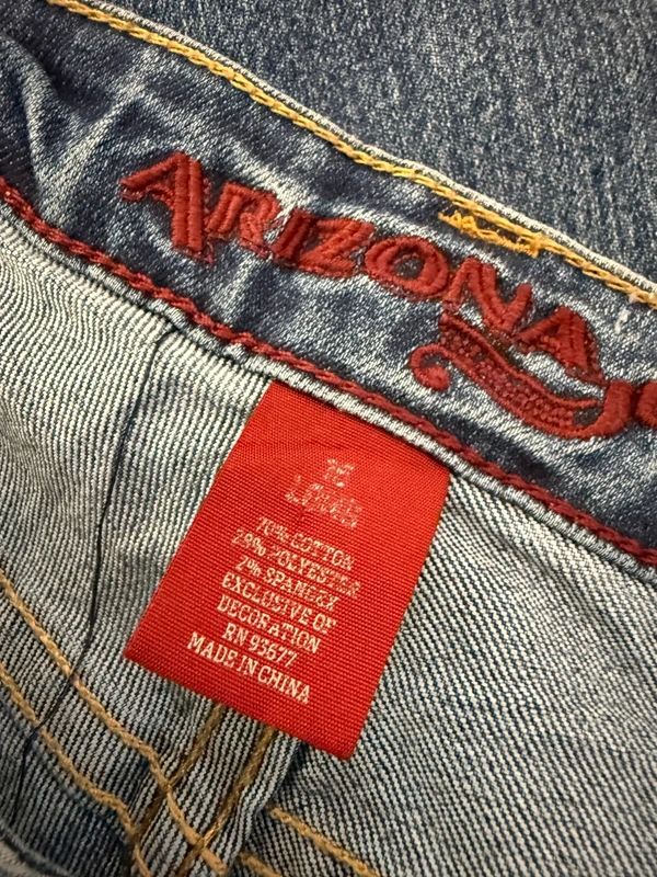 Arizona Bootcut Jeans UK16 Long Mid Wash Stretch Western Embroidered Pockets