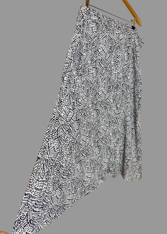 M&S Navy White Button Front Flared Midi Skirt - UK22