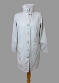Per Una Cream Trench Coat UK8 Mac Jacket Stand Collar Button Detail