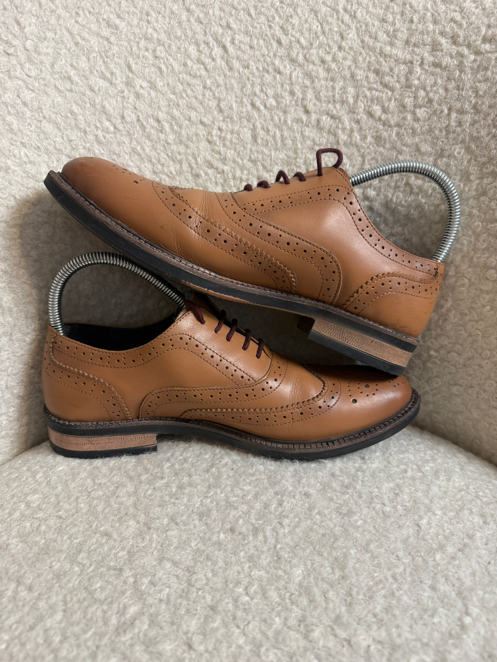 Redfoot Leather Brogue Shoes UK7 Tan Brown Wingtip Lace Up Smart Formal