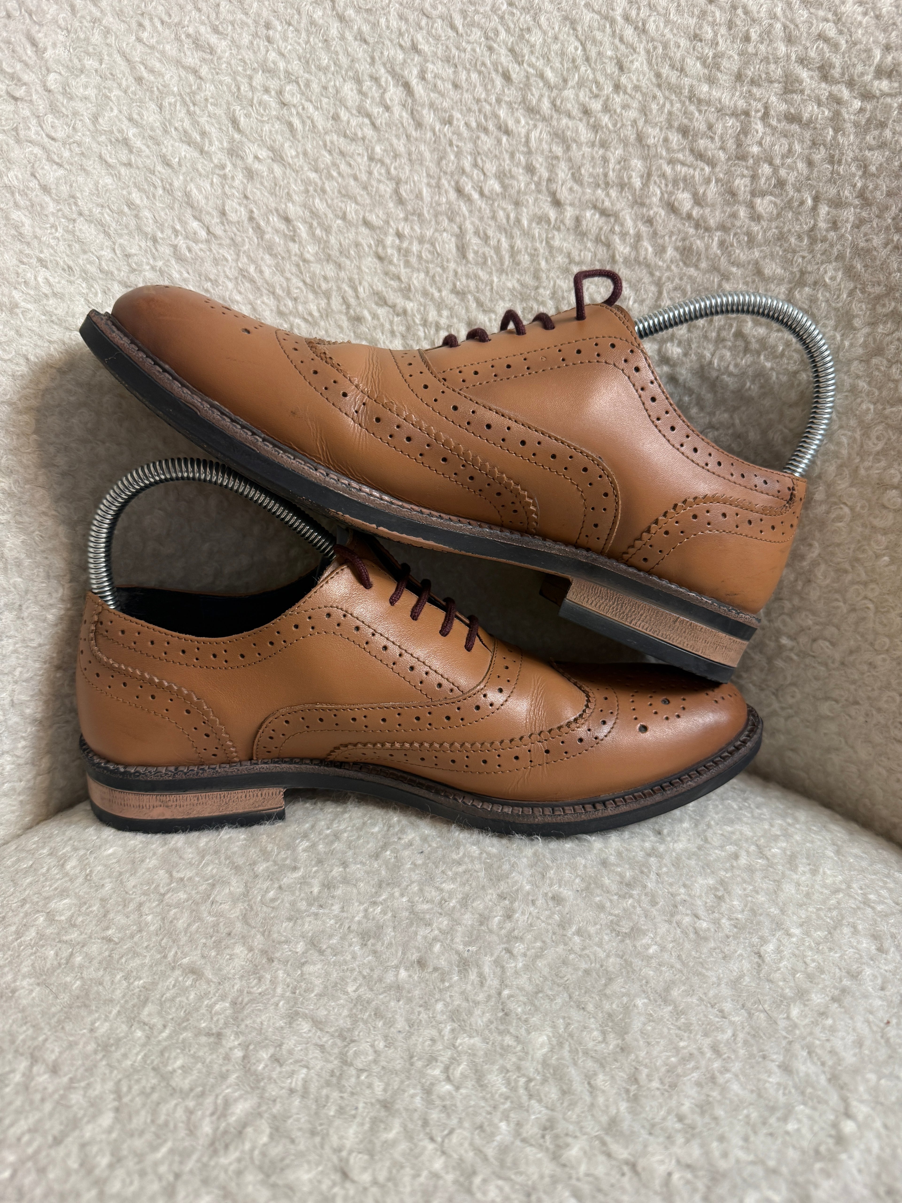 Redfoot Leather Brogue Shoes UK7 Tan Brown Wingtip Lace Up Smart Formal