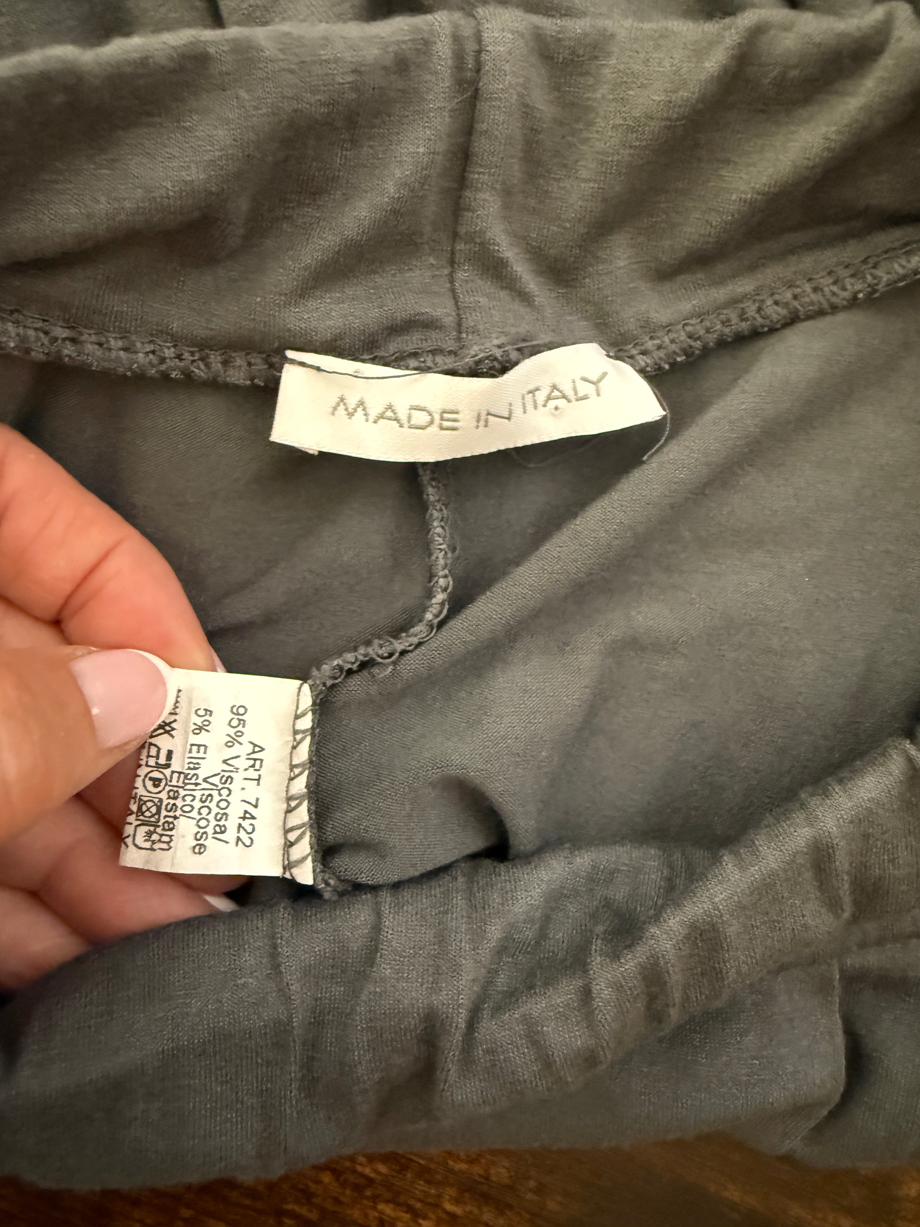 Made In Italy Grey Draped Wide Leg Harem Trousers One Size