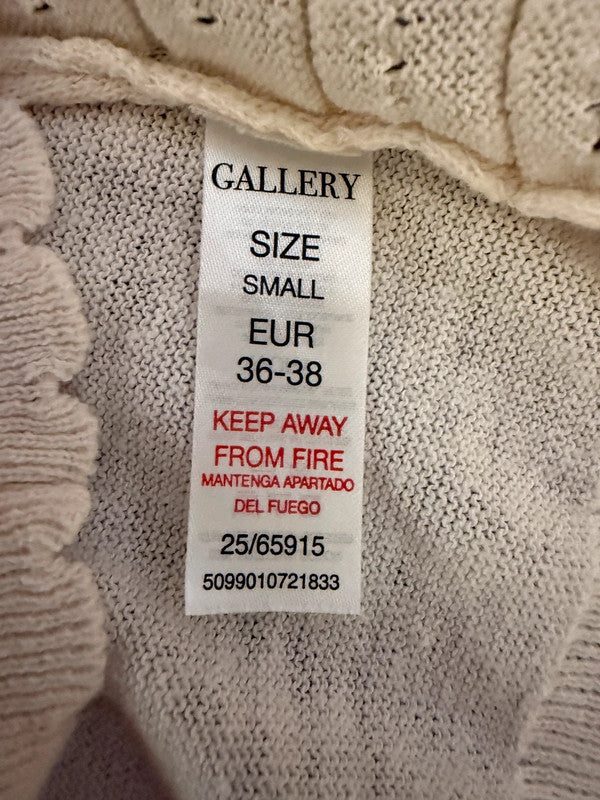 Gallery Ivory Textured Waffle Knit Cardigan - Small