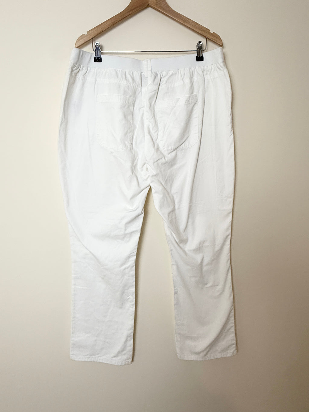 Cotton Traders White Pull On Easy Care Trousers UK18 W38 L31