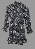 New Look Petite Black White Floral Ruffle Dress Tiered Elastic Waist UK4