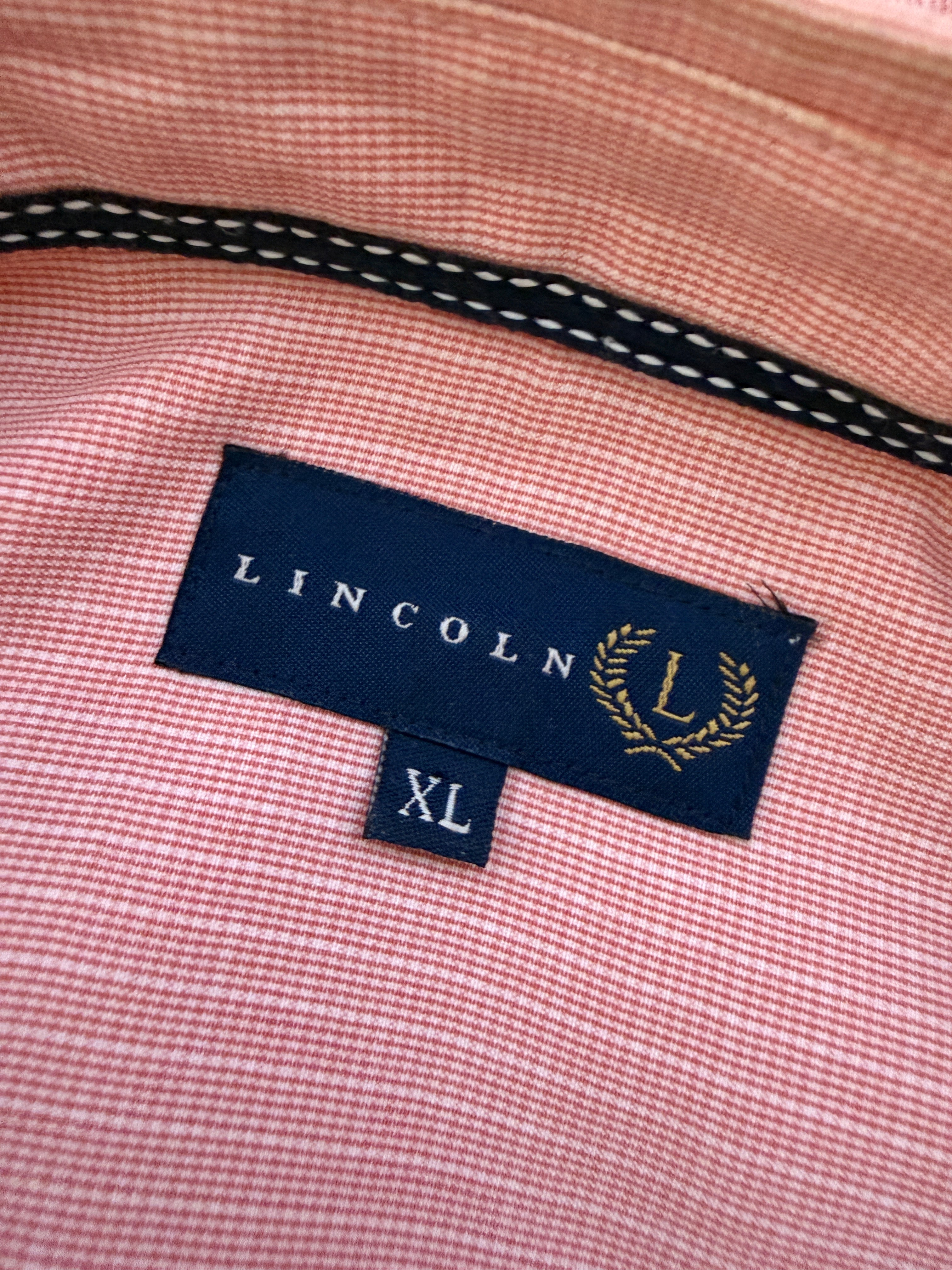 Lincoln Pink Micro Check Short Sleeve Shirt Mens XL