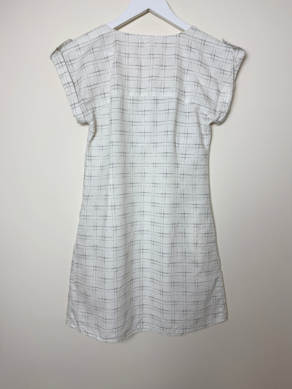 Silence + Noise Cream Check Linen Blend Mini Dress Small