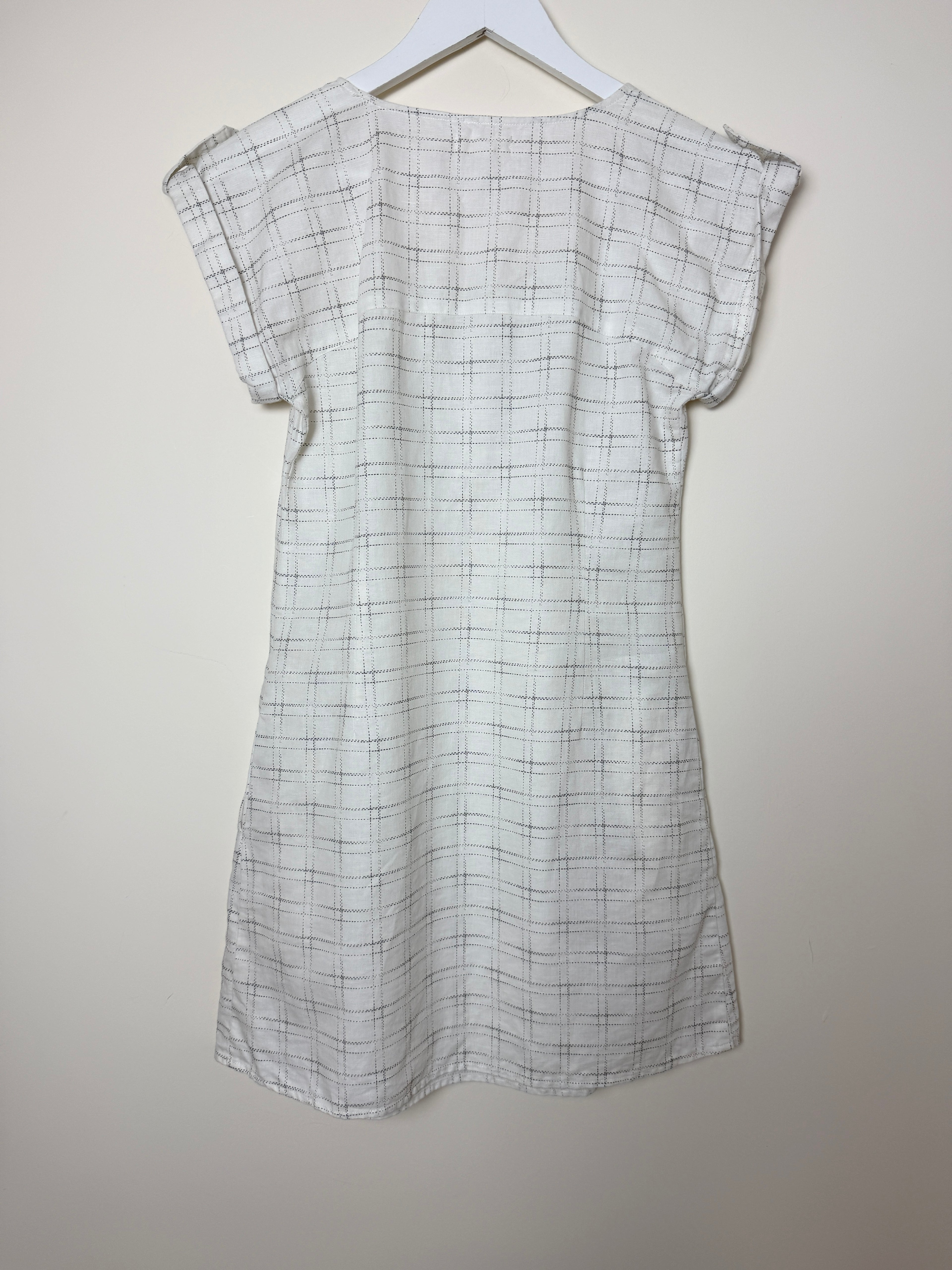 Silence + Noise Cream Check Linen Blend Mini Dress Small