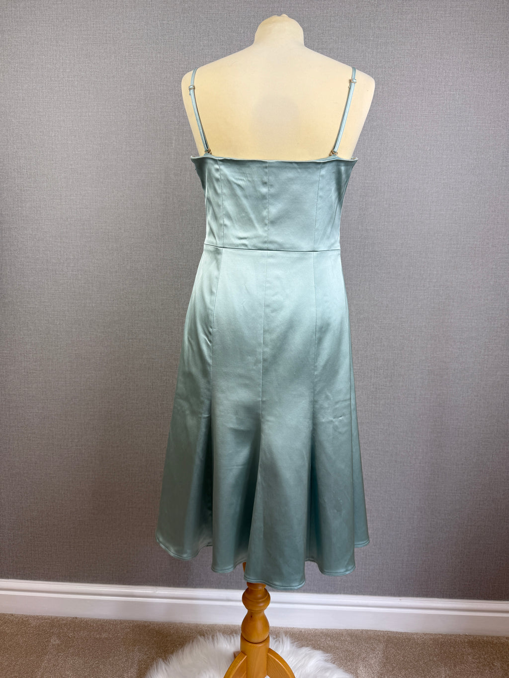 Karen Millen Mint Satin Midi Dress UK 14 – Preloved
