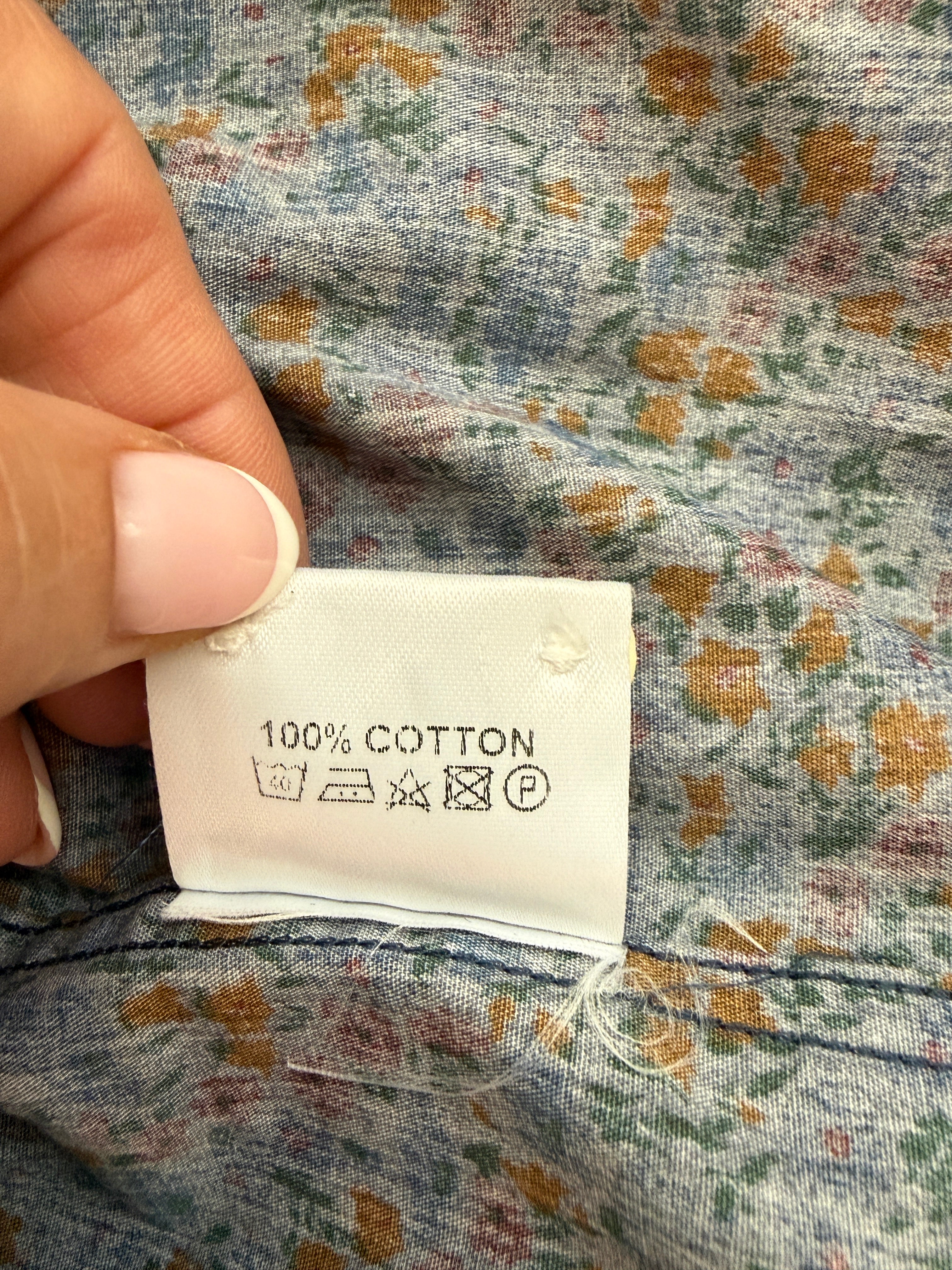 Barbour Beacon Floral Cotton Shirt UK S Blue Liberty Print Button Up