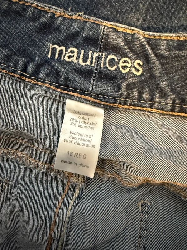 Maurices Bootcut Jeans UK18 Regular Mid Wash Western Stretch Contrast Stitching