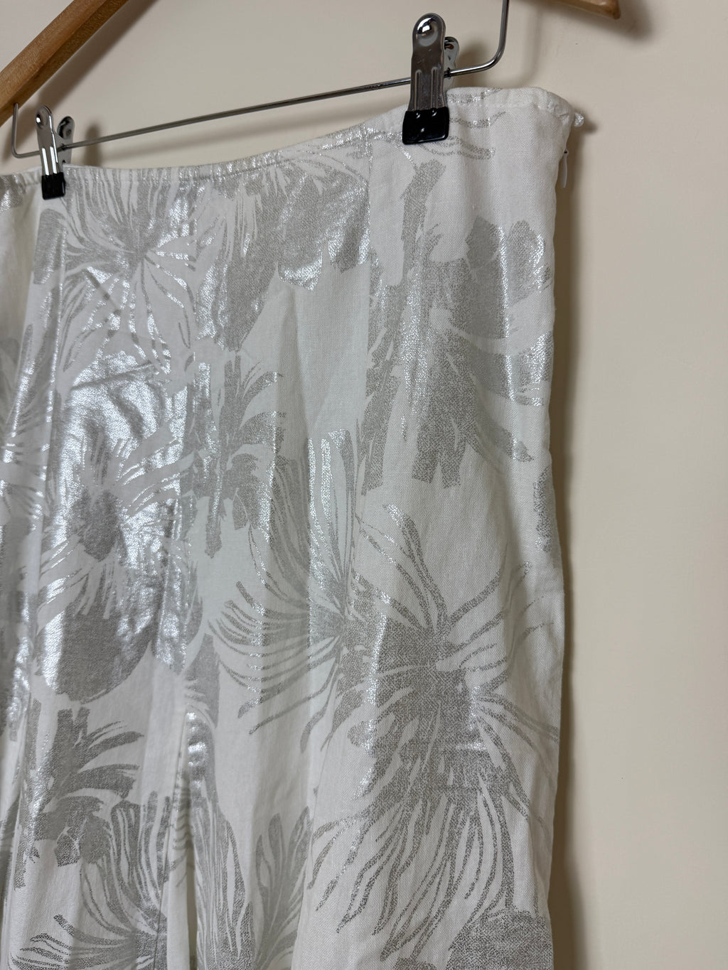 Per Una Linen Blend Tiered Silver White Full & Flared Occasion Skirt - UK12
