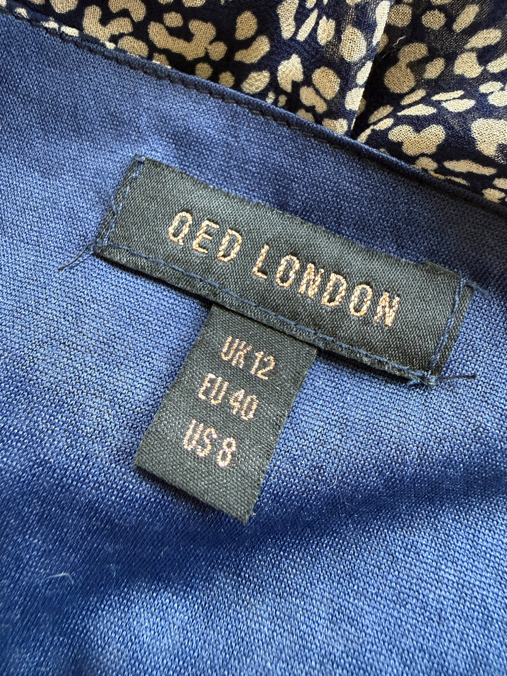 QED London Navy Cream Animal Print Tiered Maxi Dress UK 12