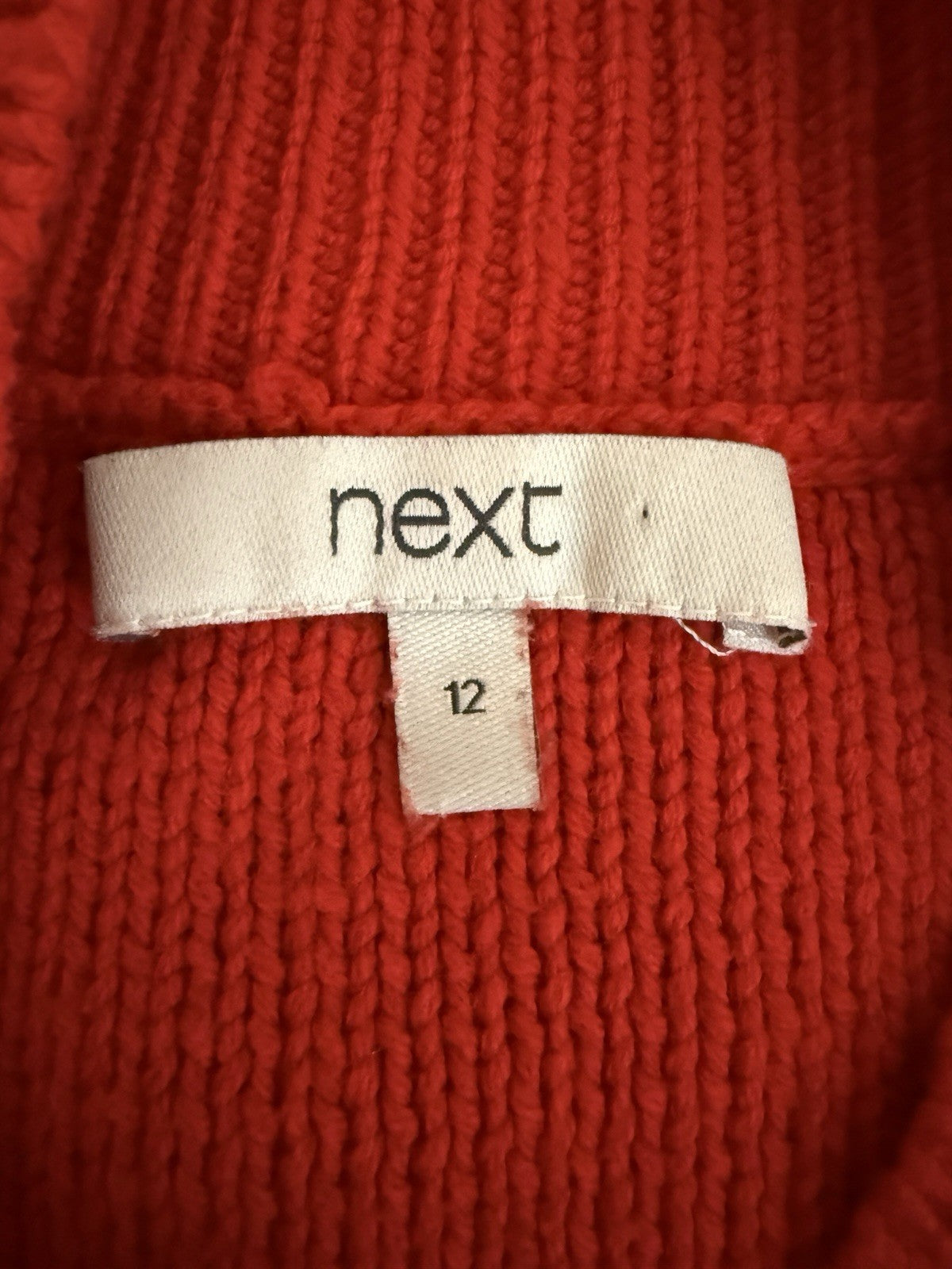 Next Red Knit Funnel Neck Jumper Fluted Cuffs - UK12
