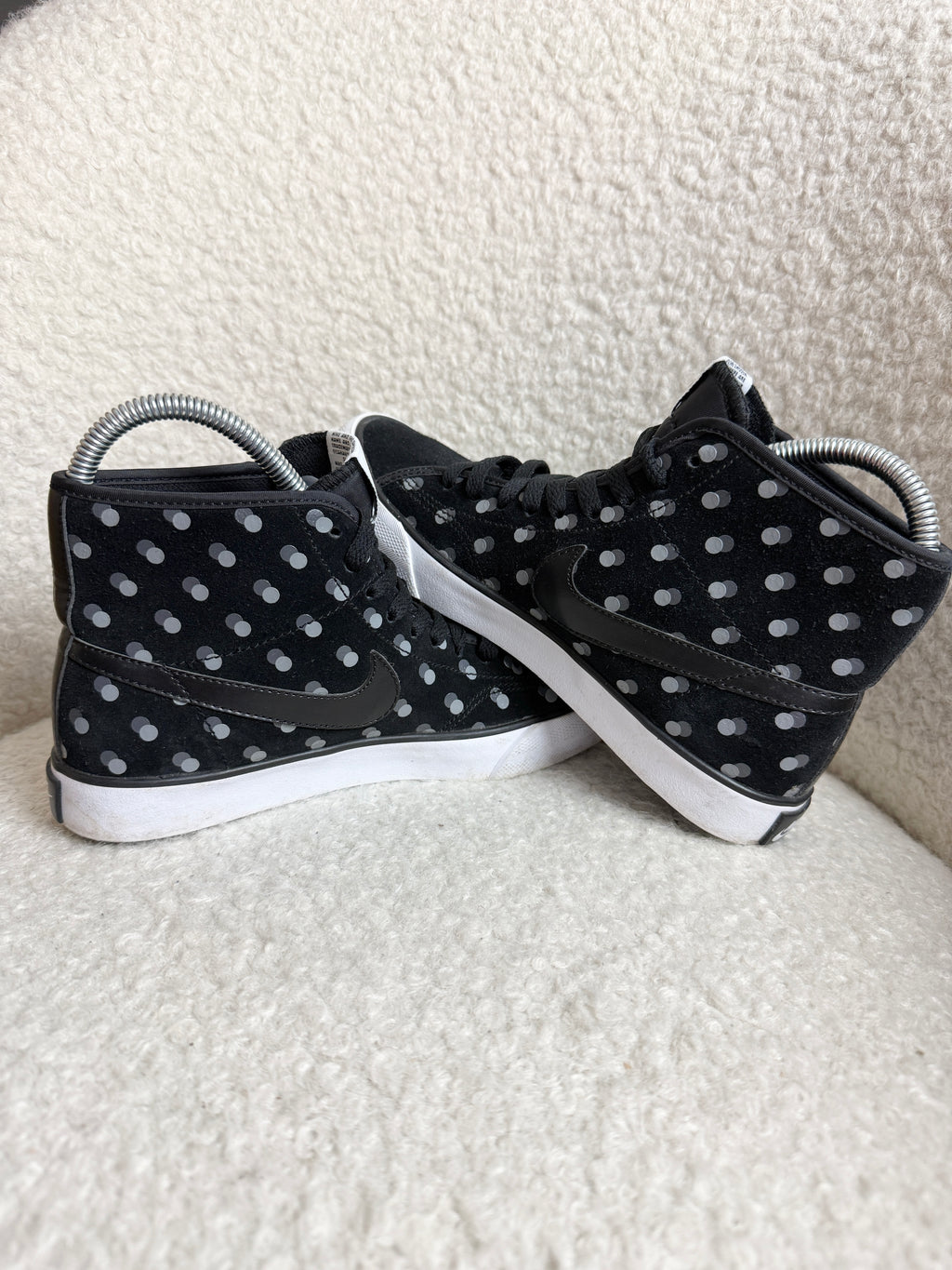 Nike Primo Court Mid Premium Trainers Black Grey Polka Dot Suede Mesh UK3.5