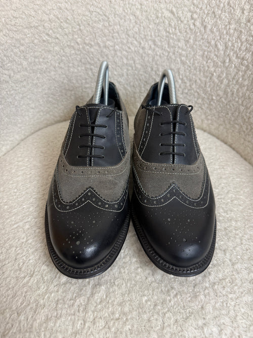 Clifford James Black & Grey Leather Suede Brogue Shoes UK 9- Preloved