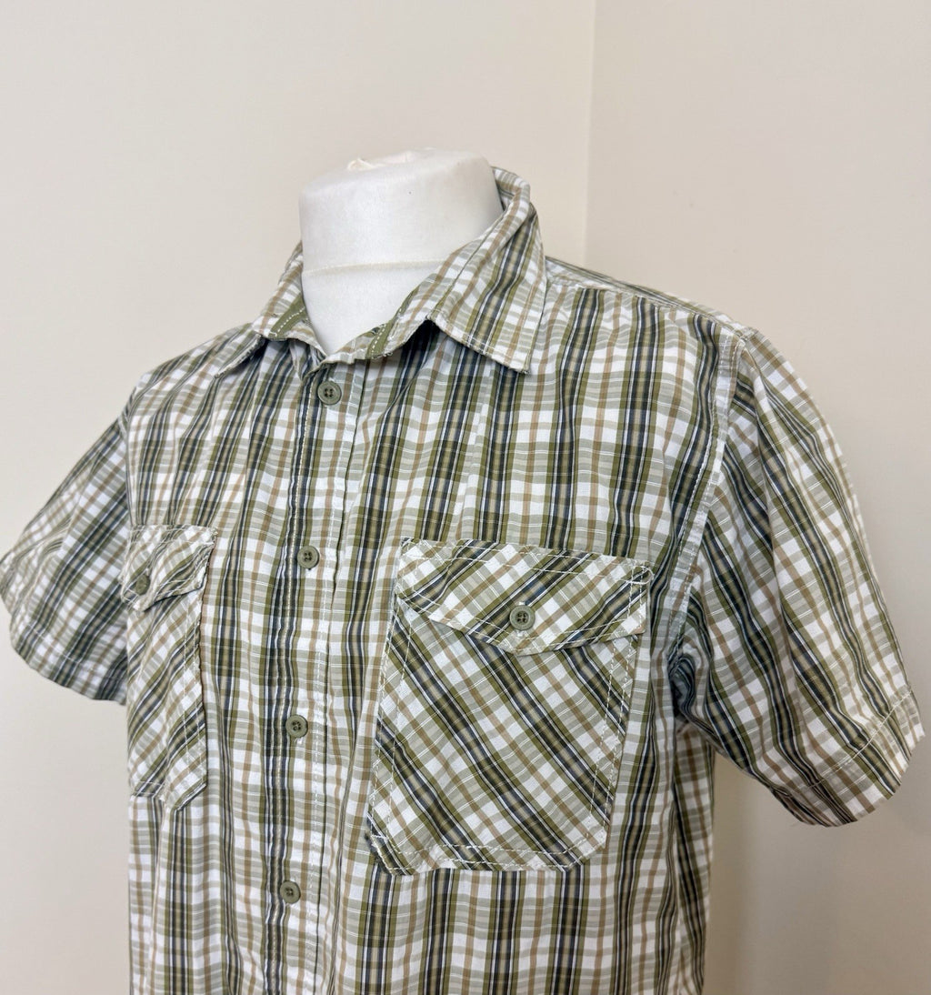 Peter Storm Khaki Green Checked Short Sleeve Shirt - XL