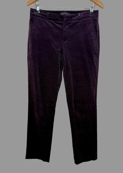 Banana Repubic Ryan Dark Purple Corduroy Straight Leg Trousers - UK12