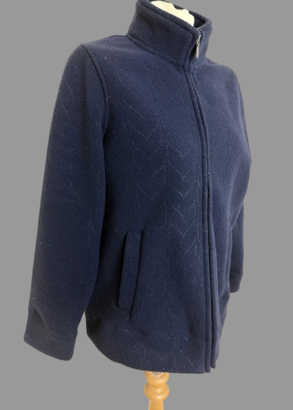 Navy Blue Laser Cut Pattern Fleece -Small