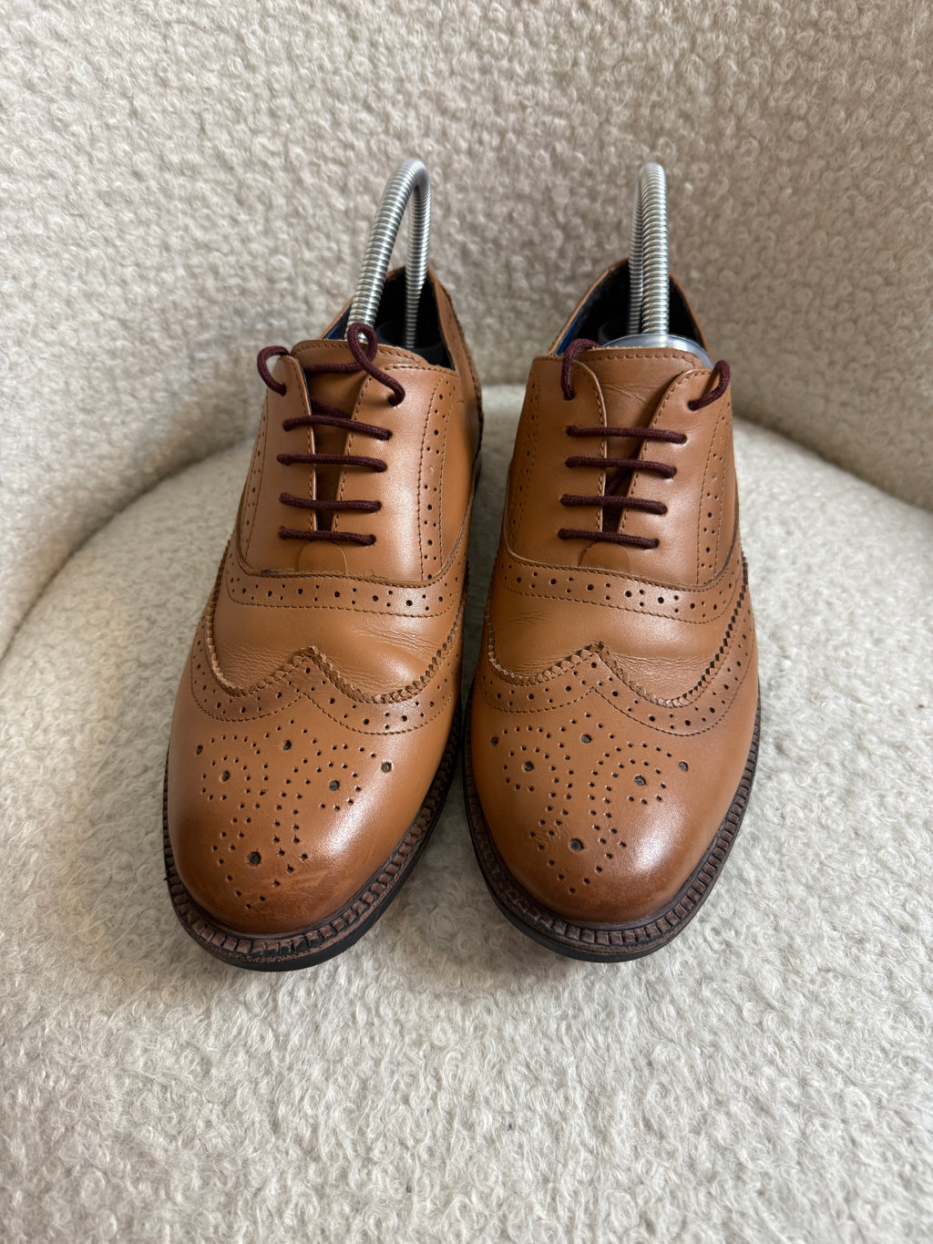 Redfoot Leather Brogue Shoes UK7 Tan Brown Wingtip Lace Up Smart Formal