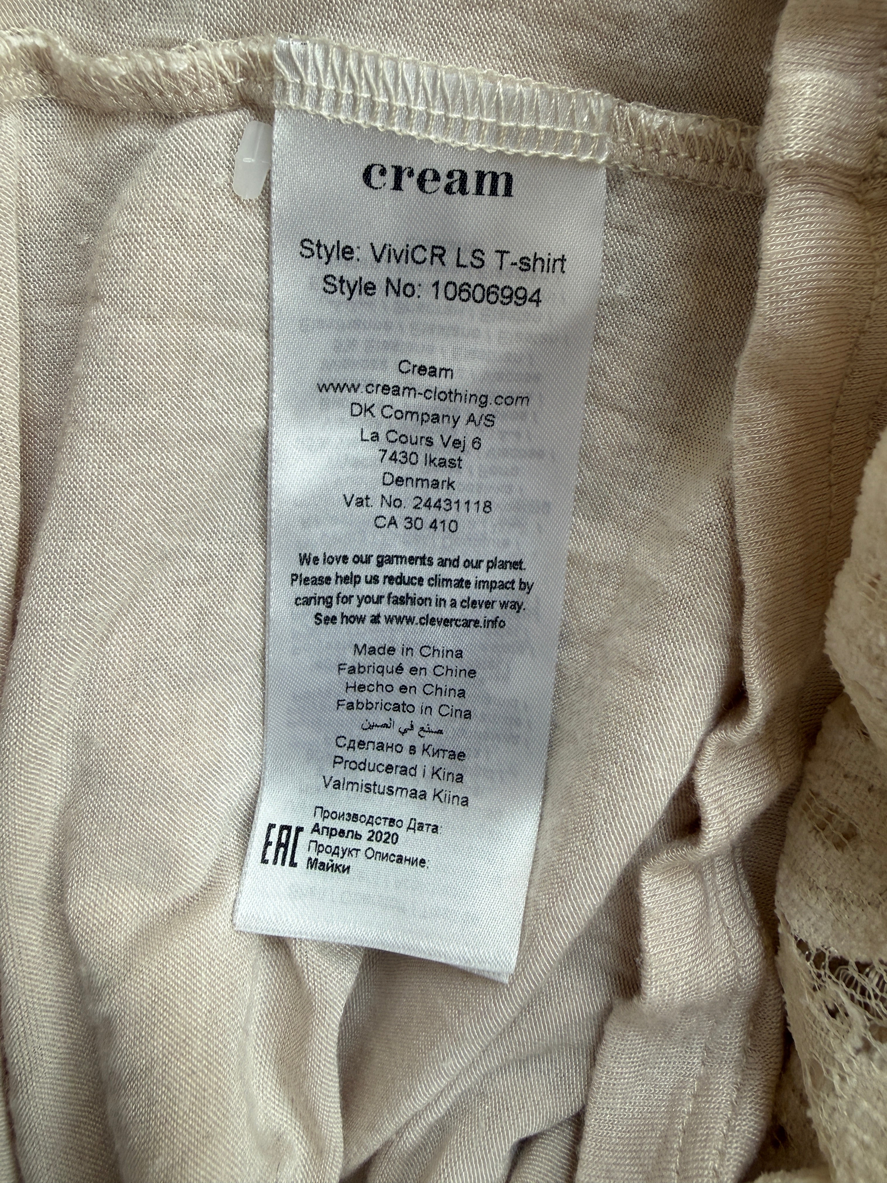 Cream VivicR Ivory Lace Long Sleeve Romantic Boho Top Size S