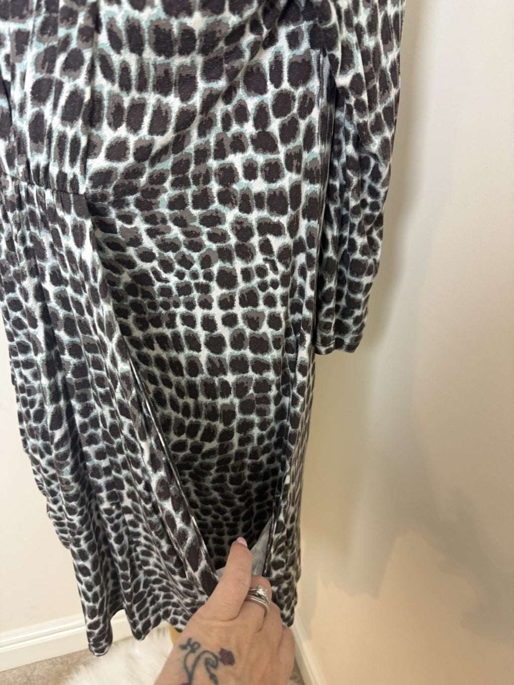 Laura Ashley Green Brown Animal Print  Dress -Size 14